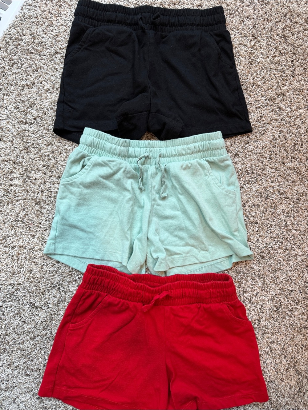 3 - Cat & Jack girls Drawstring Shorts — Black, Mint, Red size 8 medium